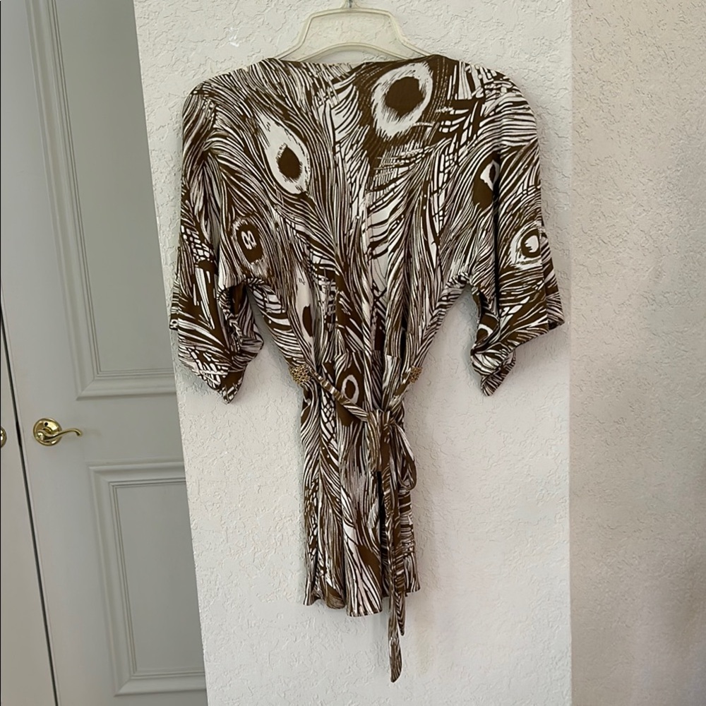 SKY Chic Feather Patterned Dress with Gold Accents - Picture 6 of 6
